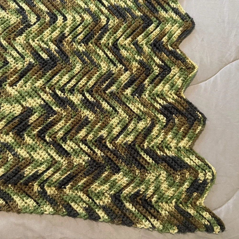Crochet Afghan Camo Homemade Afghan Blanket Handmade Throw